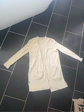 Madewell Cream Open-Front Long Cardigan
